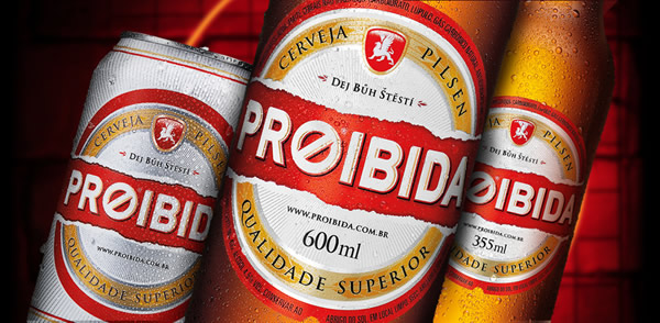 Latinha e garrafa da Cerveja Proibida