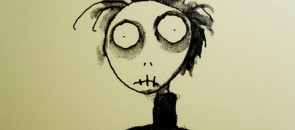 Desenho de um boneco assustado