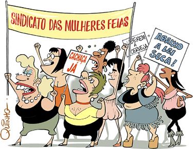 Charge com mulheres feias reclamando da Lei Seca