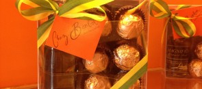 Cesta com trufas de cachaça