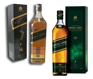 Garrafa de Green e Black Label