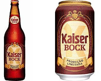 Garrafa e copo da Kaiser Bock