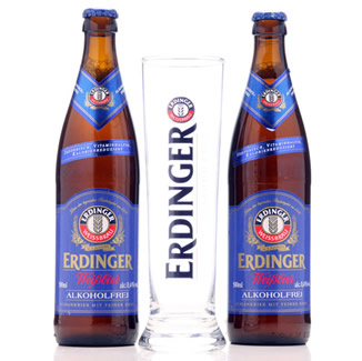 Kit Erdinger com duas garrafas e um copo