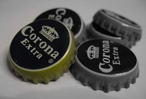 Tampinhas da cerveja Corona Extra