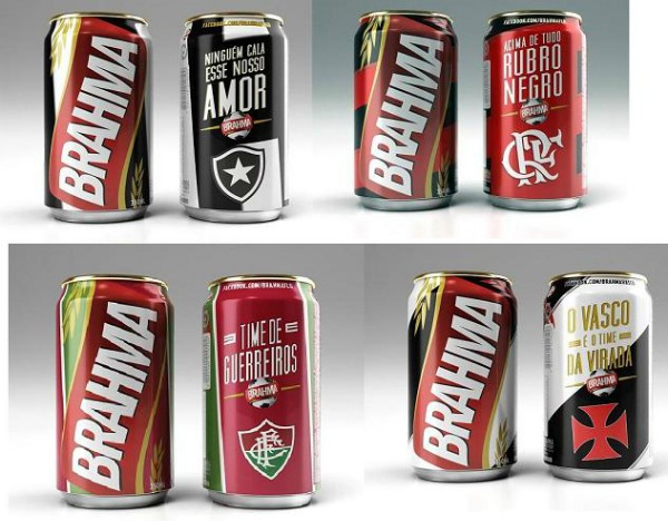 Latas da Brahma com os times do Rio