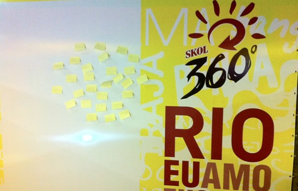 Painel da Skol 360 com post-its