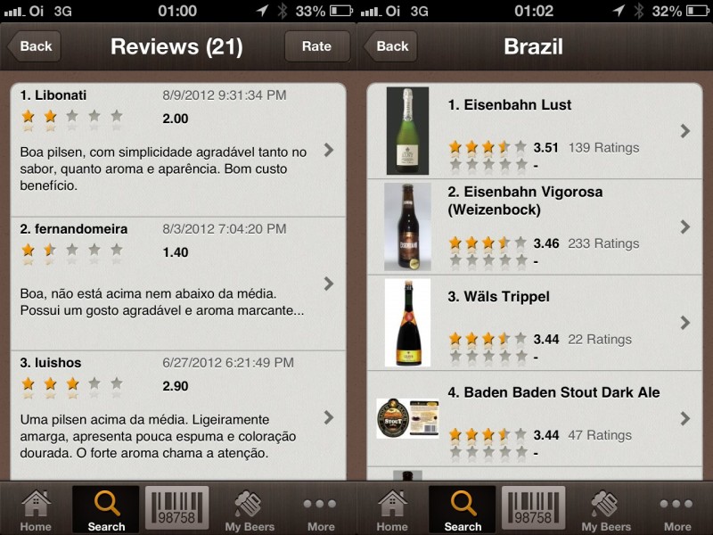 Telas do App Beer Buddy