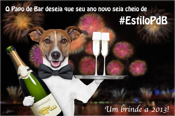 Retrospectiva 2012, um cachorro carregando champagne