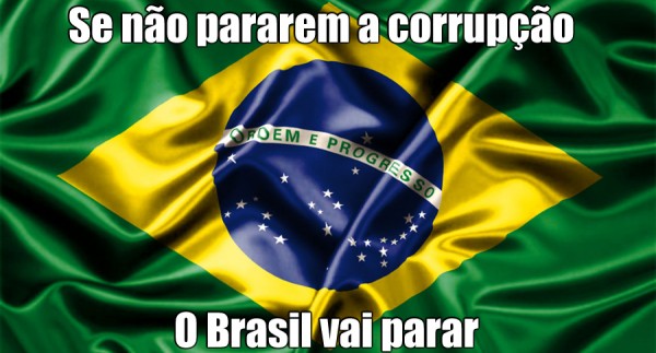 bandeira do brasil com protestos