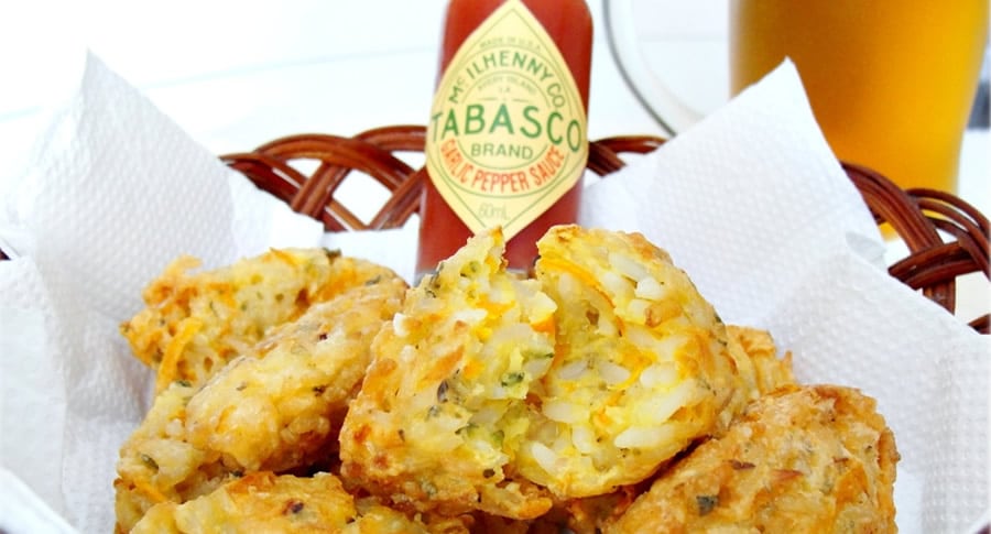 Bolinho de arroz com tabasco