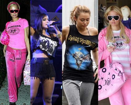 Meninas usando camisetas de bandas