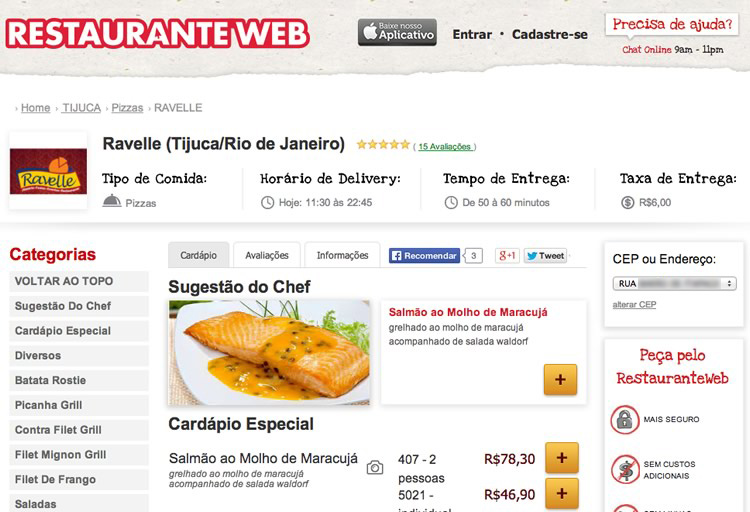 Print do RestauranteWeb