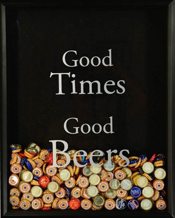 Quadro Good times, Good beers do Beer Cap Collector Shadow Box