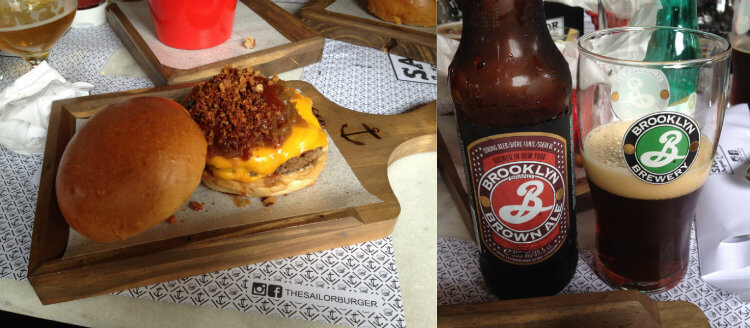 Brooklyn Brown Ale e hambúrguer do Sailor Burger Beers