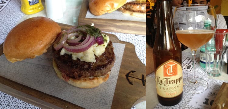 la trappe e hambúrguer do Sailor Burger Beers