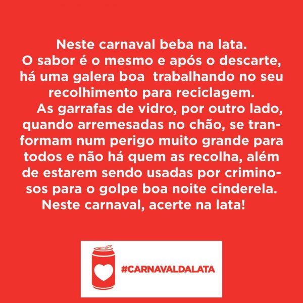 Carnaval da lata mensagem